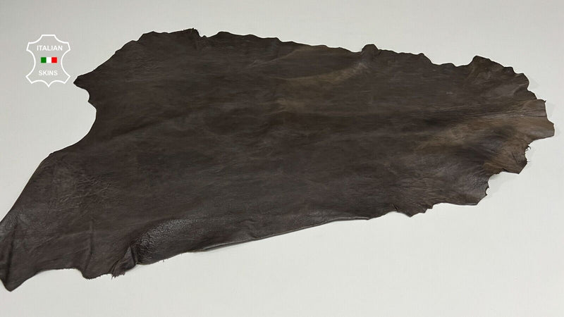 DARK BROWN VEGETABLE TAN Thick Soft Goatskin Goat leather hides 6sqf 1.3mm B8594