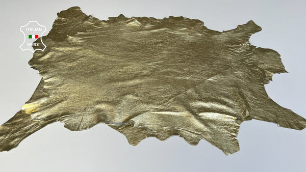 METALLIC GOLD CRINKLED Thin Soft Lambskin leather 2 skins 10+sqf 0.5mm #B5170