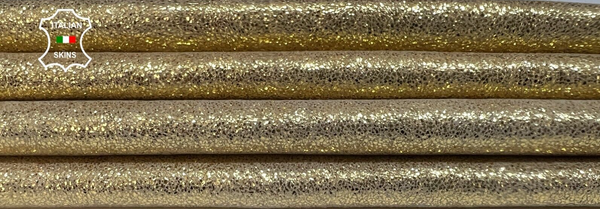 METALLIC GOLD CRACKED SHIMMER Soft Goatskin leather 2 skins 8+sqf 0.8mm #B5739