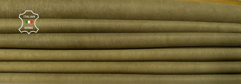 OLIVE GREEN Thin Stretch Lamb leather vegetable Tan 2 skins 8+sqf 0.6mm #B6967