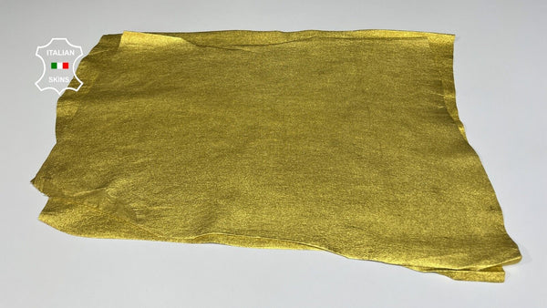 METALLIC GOLD ROUGH Thin Soft Stretch Lambskin leather 2 skins 9+sqf 0.6mm B3526