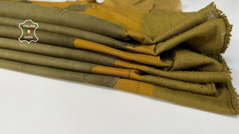 OLIVE GREEN Thin Stretch Lamb leather vegetable Tan 2 skins 8+sqf 0.6mm #B6967