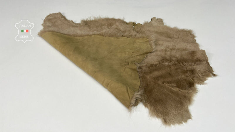 BEIGE DISTRESSED sheepskin shearling fur hairy sheep leather skin 16"X22" #B7239