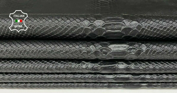 BLACK SNAKE EMBOSSED textured lambskin leather 2 skins total 15sqf 0.8mm #A8776