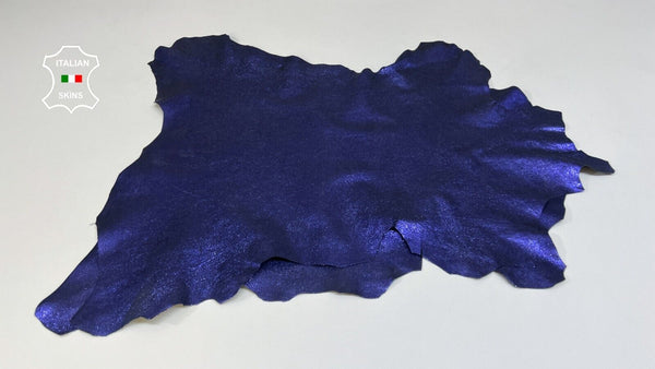 METALLIC COBALT BLUE CRACKED SHIMMER Soft Goat leather 2 skins 9+sqf 0.7mm B5752