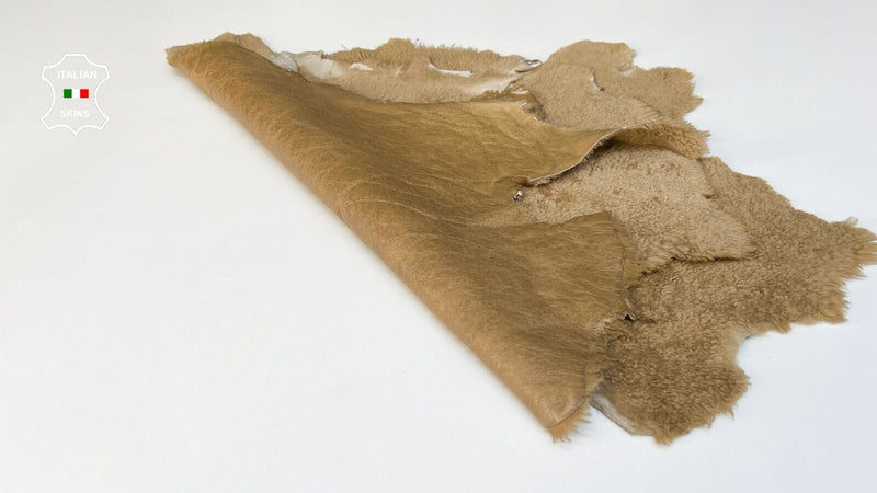 CAMEL LIGHT BROWN Soft Hair On sheepskin shearling leather 2 skins 21"X40" B8706