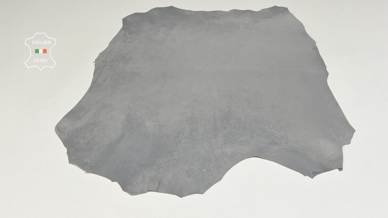 UNFINISHED GRAY VINTAGE LOOK Soft Italian Lambskin leather hide 4sqf 0.8mm B8261