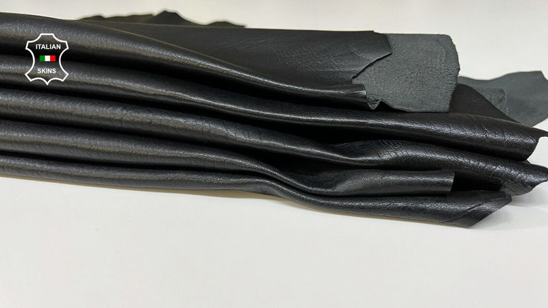 NATURAL GRAINY BLACK Thick Soft Lambskin leather hide 2 skins 12+sqf 1.2mm B8885