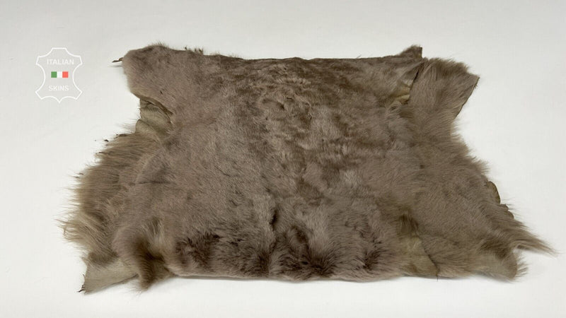 TAUPE GRAY sheepskin shearling fur hairy leather 2 skins total 17"X26" #B7240
