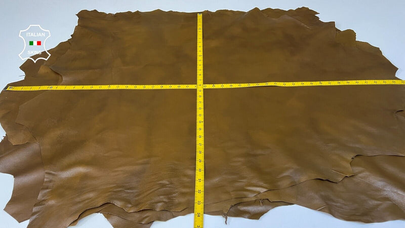 LIGHT OLIVE BROWN DISTRESSED Thin Soft Lamb leather 4 skins 30sqf 0.5mm #B9124