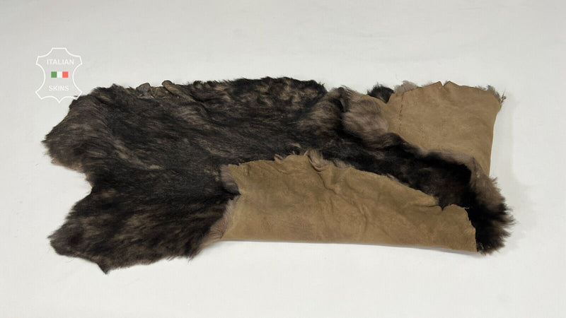 TAUPE BROWN DISTRESSED HAIR On sheepskin shearling fur leather 17"X30" #B7246