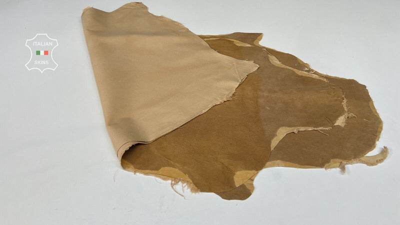 TAN NUBUCK Soft Italian Stretch Lambskin leather hides 2 skins 9sqf 0.8mm #B7165