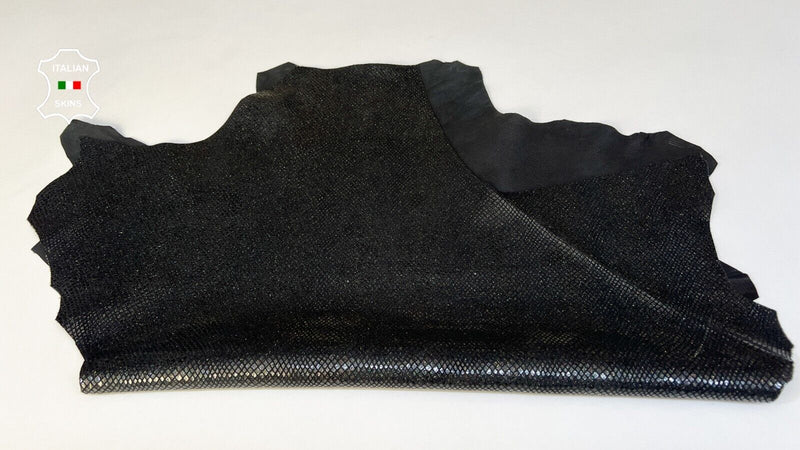 PEARLIZED SNAKE PRINT On BLACK Soft Itakian Goatskin leather 4sqf 0.9mm #B9637