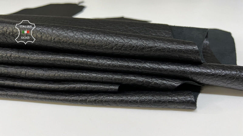 BLACK BUFFALO GRAINY TEXTURE Soft Italian Lamb leather 2 skins 10sqf 0.8mm B8301