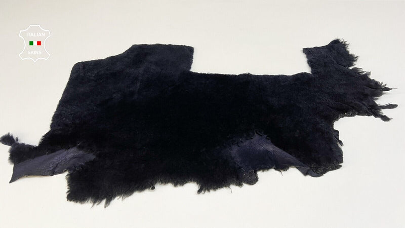 DARK BLUE Soft Hair On sheepskin Lamb shearling fur leather hides 13"X26" #B8696