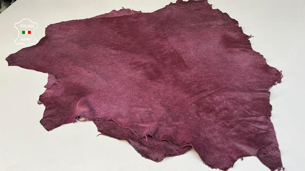 PLUM DISTRESSED VINTAGE LOOK Soft Italian Lamb leather 2 skins 16sqf 0.9mm B9351