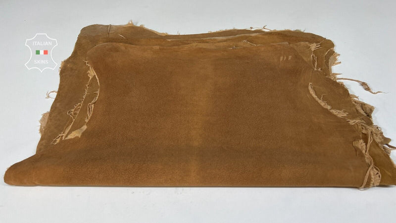 TAN BROWN NUBUCK WASHED VINTAGE Stretch Lamb leather 6 skins 30sqf 1.0mm #B7166