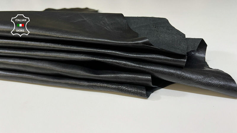 BLACK ANTIQUED VEGETABLE TAN Thick Soft Lamb leather 2 skins 14sqf 1.1mm #B9452