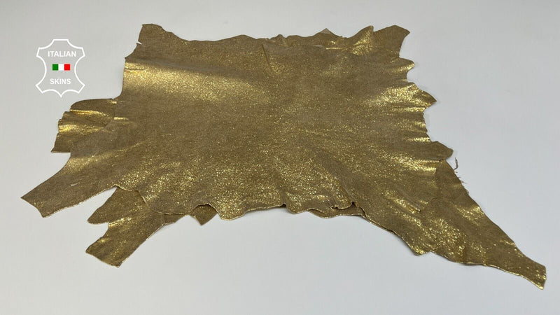 METALLIC GOLD CRACKED SHIMMER Soft Goatskin leather 2 skins 8+sqf 0.8mm #B5739