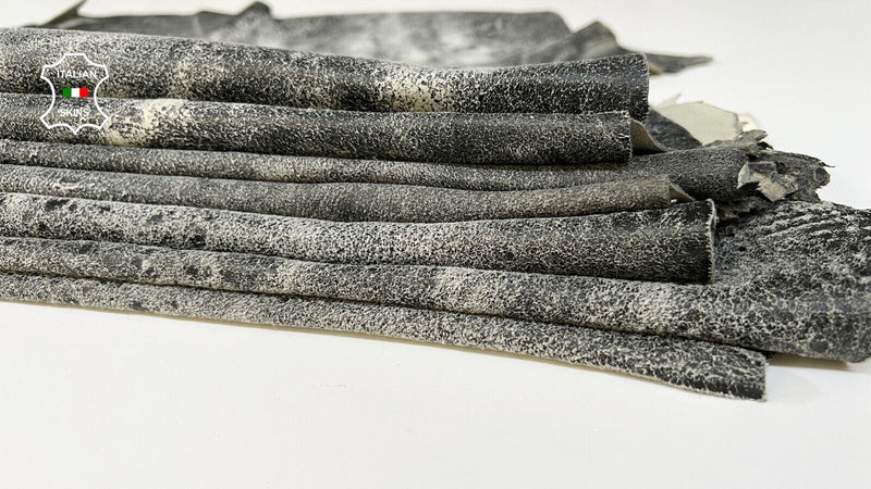 GREY DISTRESSED STONEWASH VINTAGE Soft Lamb leather 4 skins 28sqf 0.9mm #B9453