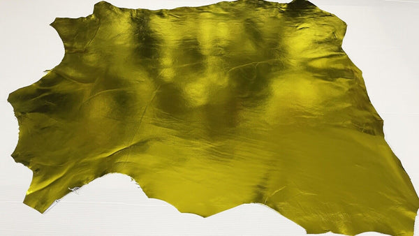 METALLIC LEMON YELLOW Italian Lambskin lamb leather skin skins 6sqf 0.7mm