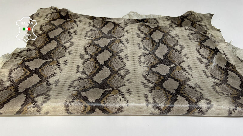 TAUPE GRAY PYTHON SNAKE PRINT On Lambskin leather 2 skins 12sqf 0.9mm B6711