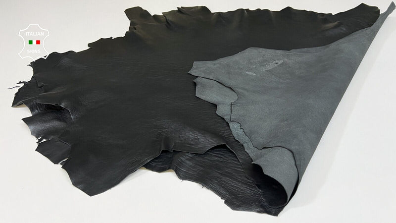 NATURAL GRAINY BLACK Thick Soft Lambskin leather hide 2 skins 12+sqf 1.2mm B8885