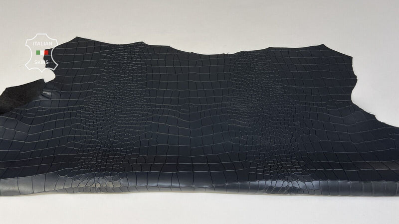 GRAY CROCODILE TEXTURED EMBOSSED PRINT On Thick Goat leather 6+sqf 1.1mm #B8195