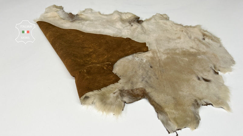 BEIGE DISTRESSED SAND Short Hair sheepskin shearling fur leather 22"X32" #B7242