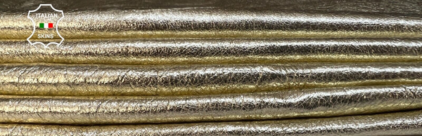 METALLIC GOLD CRINKLED Thin Soft Lambskin leather 2 skins 10+sqf 0.5mm #B5170