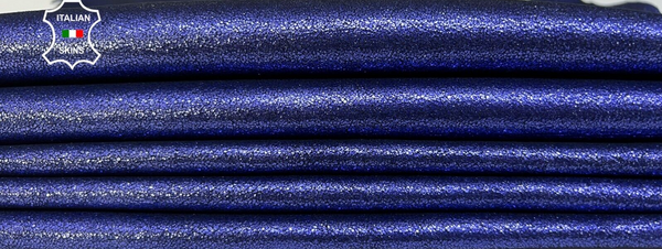 METALLIC COBALT BLUE CRACKED SHIMMER Soft Goat leather 2 skins 9+sqf 0.7mm B5752