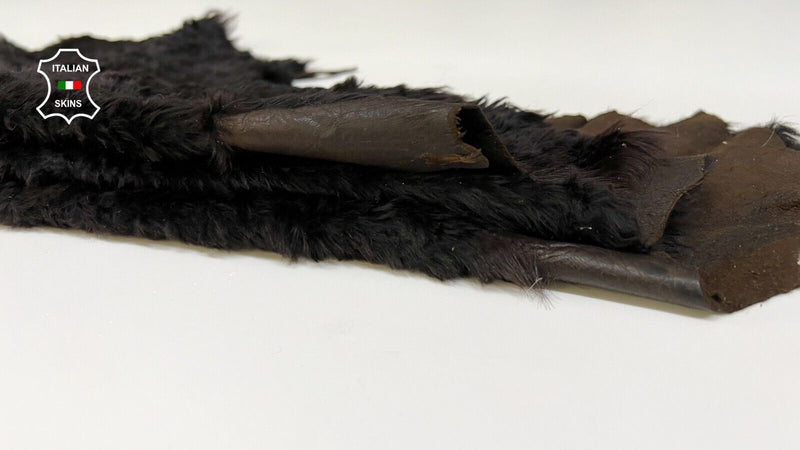 VERY DARK BROWN SHORT Soft Hair On sheepskin shearling fur leather 17"X22" B8691