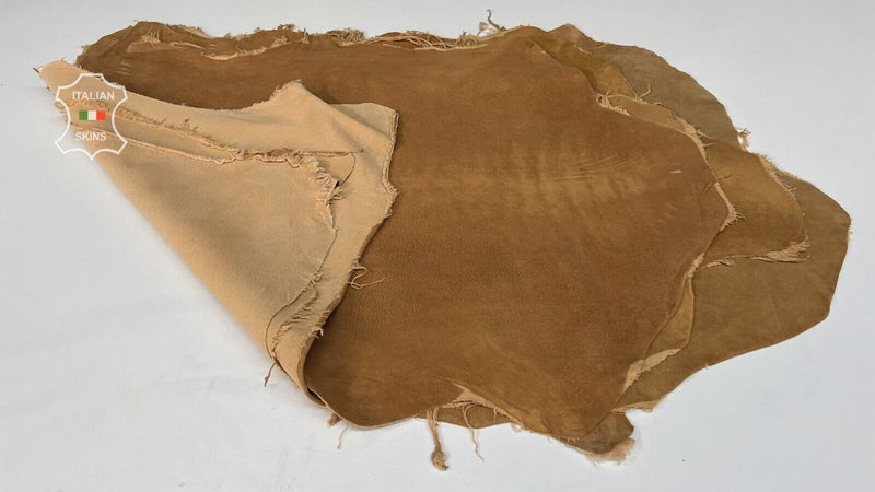 TAN BROWN NUBUCK WASHED VINTAGE Stretch Lamb leather 6 skins 30sqf 1.0mm #B7166