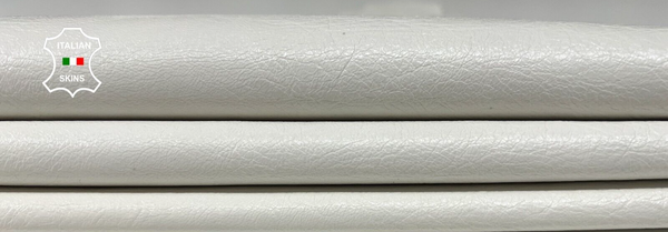 OFF WHITE CRINKLED COATED Soft Italian Lambskin leather hides 7sqf 0.8mm #B4716