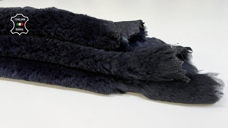 DARK BLUE Soft Hair On sheepskin Lamb shearling fur leather hides 13"X26" #B8696