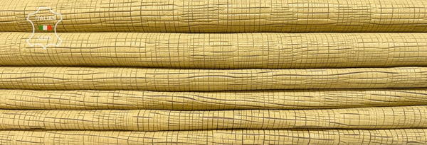 WHEAT YELLOW TEXTURED Soft Italian Lambskin leather 2 skins 18sqf 1.0mm #B8132