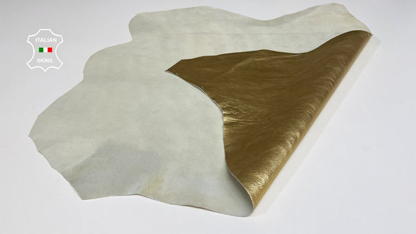 METALLIC GOLD TEXTURED Thick Soft Italian Lambskin Lamb leather 5sqf 1.2mm B5319