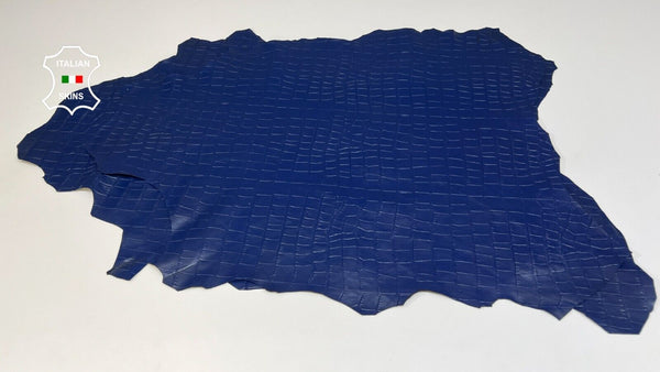 BLUE NAVY CROCODILE TEXTURED EMBOSSED On Lamb leather 2 skins 12+sqf 0.8mm B4372