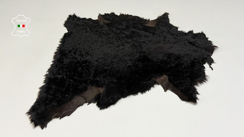 VERY DARK BROWN SHORT Soft Hair On sheepskin shearling fur leather 17"X22" B8691