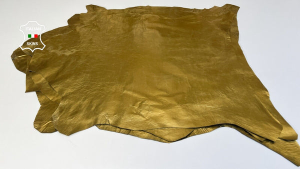 METALLIC GOLD CRINKLED COATED Soft Lambskin leather 5 skins 30sqf 0.6mm #B5480