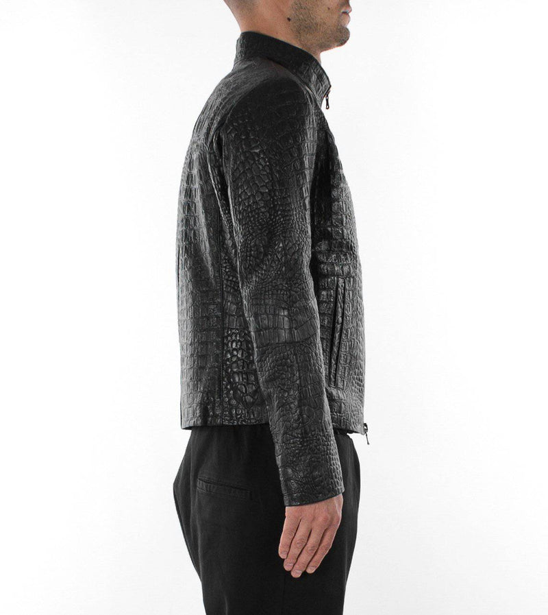 Matte Black 100% Real Crocodile / Alligator Leather Jacket,Hoodies